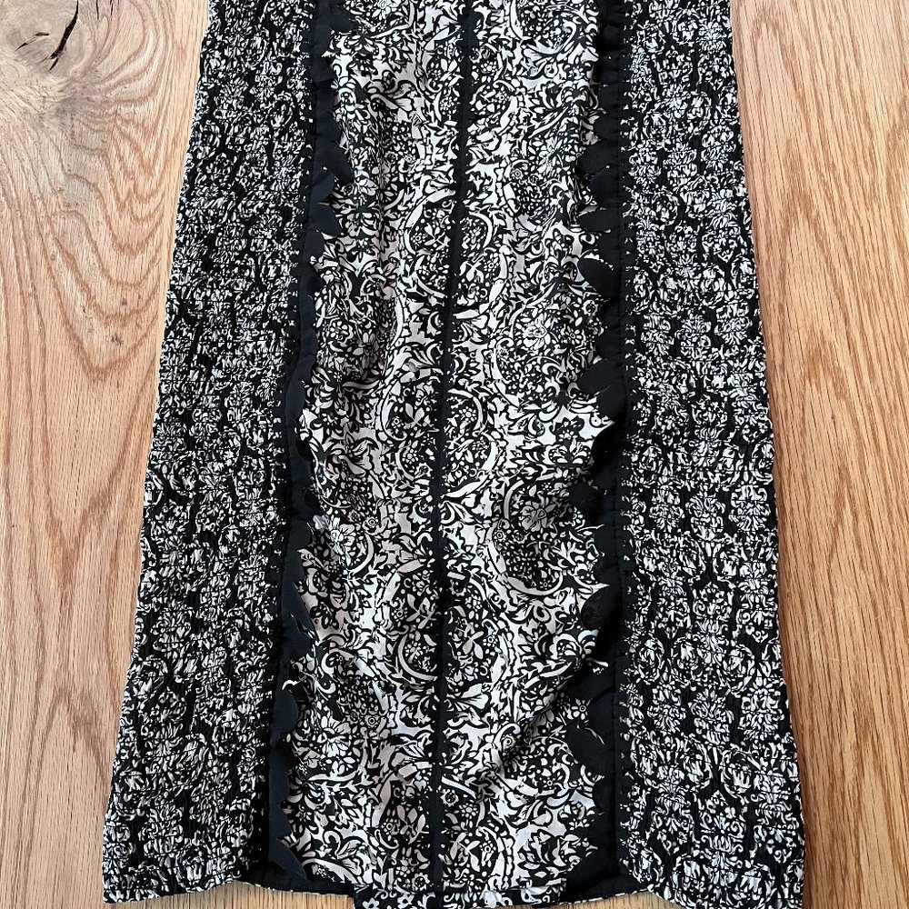Beguile by Byron Lars Lasercut Pencil Skirt Black Cream Anthropologie Size 0